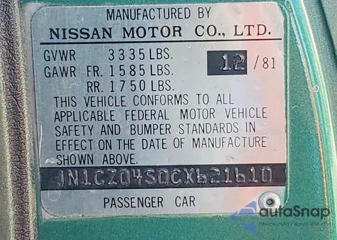 1982 Datsun 280Zx from USA, damaged, VIN JN1CZ04S0CX621610